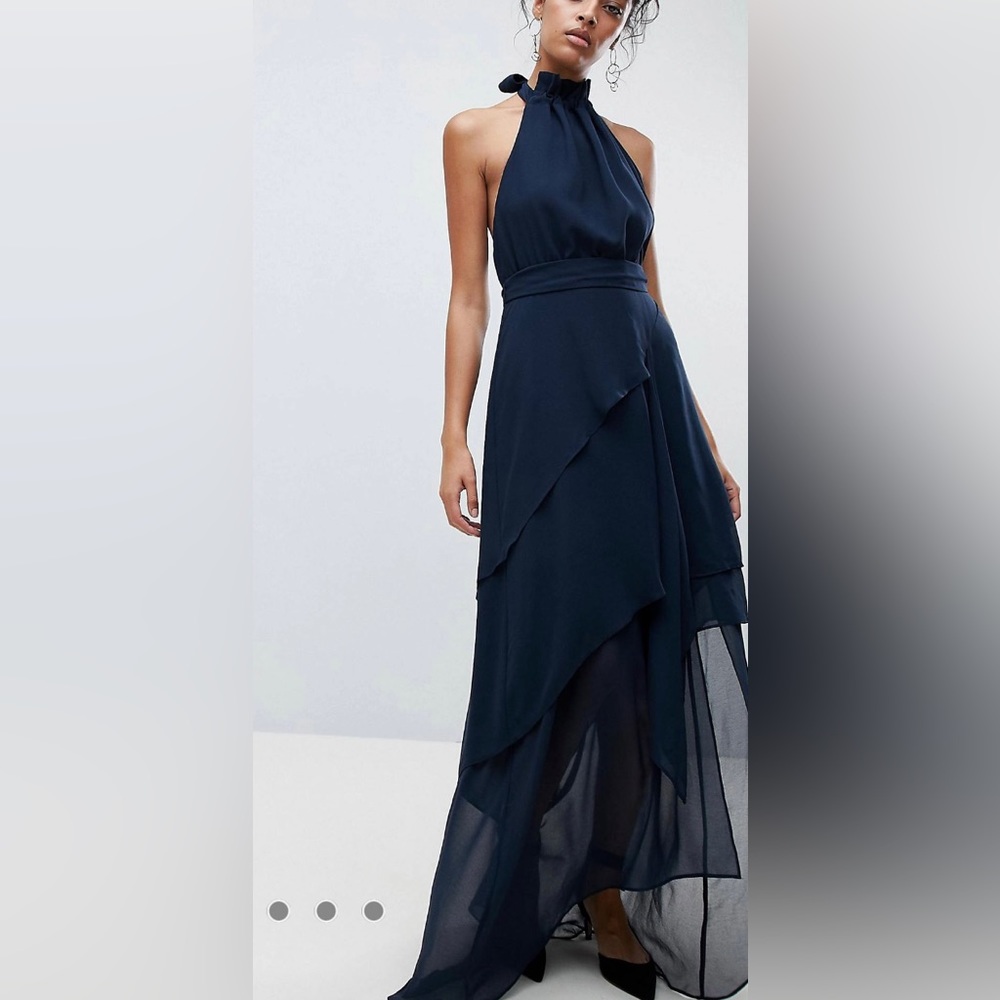 C/MEO Collective Halter Frill Maxi Dress